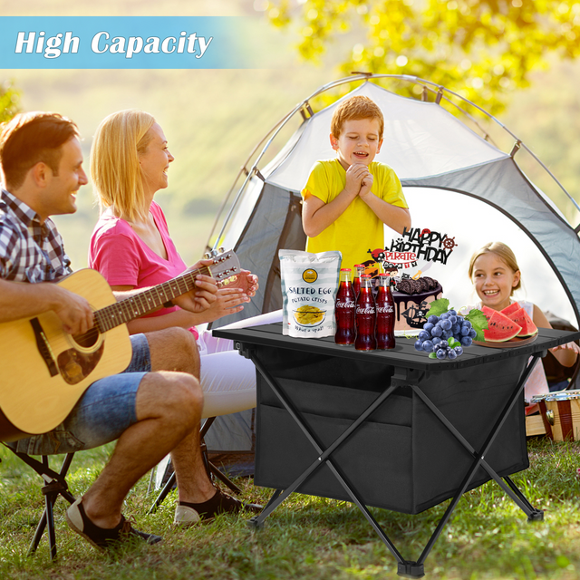 YSSOA Portable Folding Aluminum Alloy Table with High-Capacity Storage and Carry Bag for Camping, Traveling, Hiking, Fishing, Beach, BBQ, Small, Black