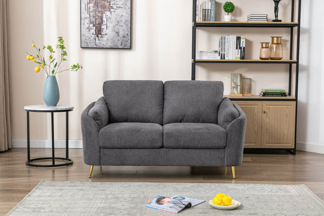 Contemporary 1pc Loveseat Dark Gray with Gold Metal Legs Plywood Pocket Springs and Foam Casual Living Room Furniture