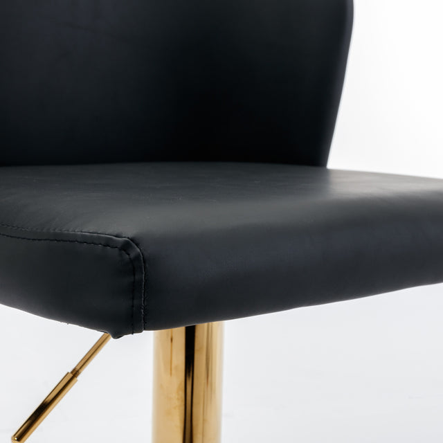 A&A Furniture,Swivel Barstools Adjusatble Seat Height, Modern PU Upholstered Bar Stools with the whole Back Tufted, for Home Pub and Kitchen Island(Black, Set of 2)