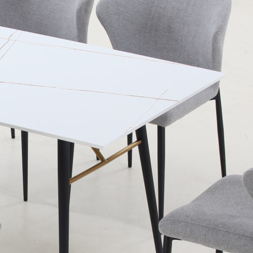 63'' Dining Table Small Space Kitchen Table Porcelain Desk Top White