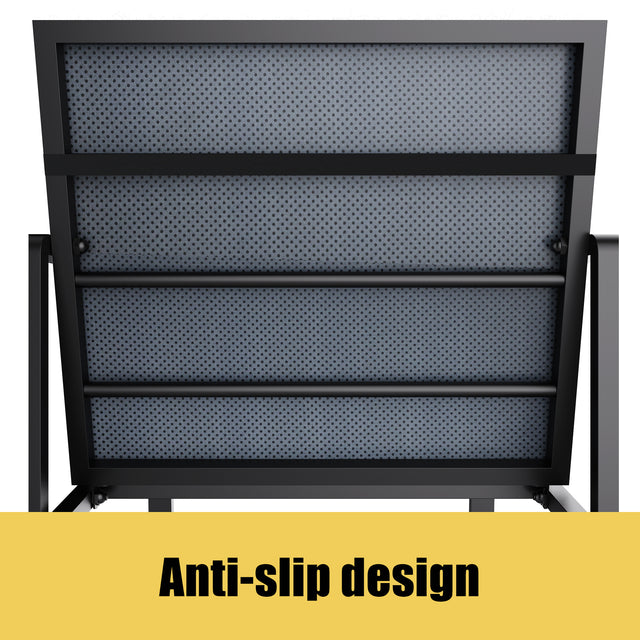 Outdoor Patio Furniture 3 pieces Set Garden Armchair Coffee Side Table,Black Frame, Modern Design