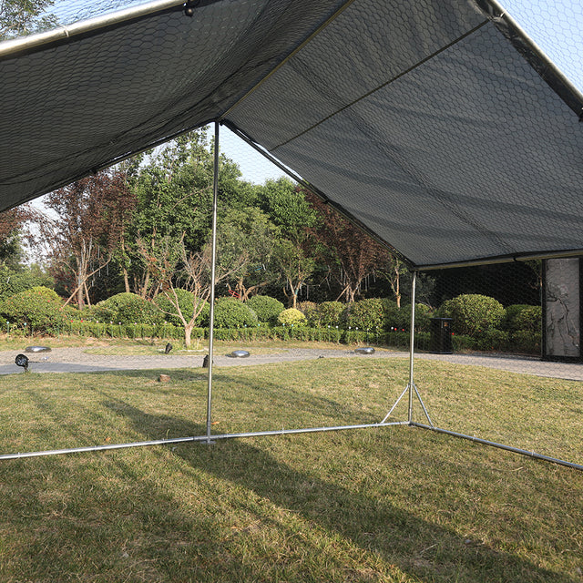 Large Metal Chicken Coop Walk-in Poultry Cage Hen Run House Rabbits Habitat Cage Spire Shaped Coop with Waterproof and Anti-Ultraviolet Cover (10' L x 13' W x 6.4' H)