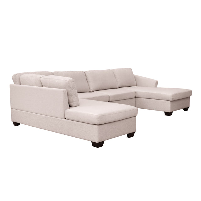 Ustyle Modern Large U-Shape Sectional Sofa, Double Extra Wide Chaise Lounge Couch, Beige