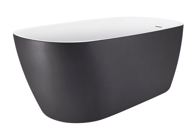 59" 100% Acrylic Freestanding Bathtub,Contemporary Soaking Tub,white inside and gray outside
