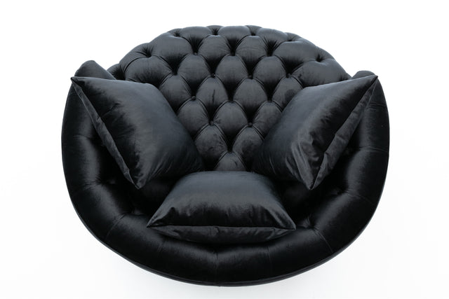 Coolmore Modern Akili swivel accent chair barrel chair for hotel living room / Modern leisure chair Black
