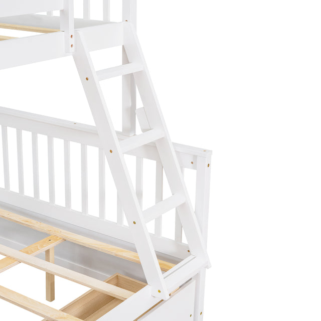Twin-Over-Full Bunk Bed with Ladders and Two Storage Drawers (White) ( old sku:LT000165AAK)