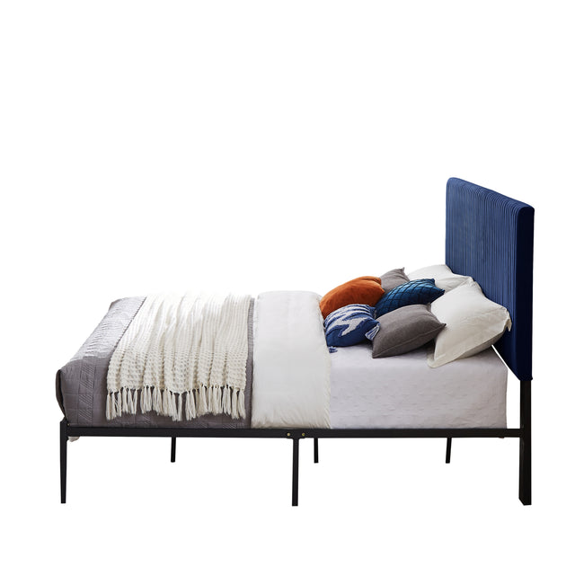 B110 Full bed Beautiful line stripe cushion headboard Strong iron frame with high temperature paint