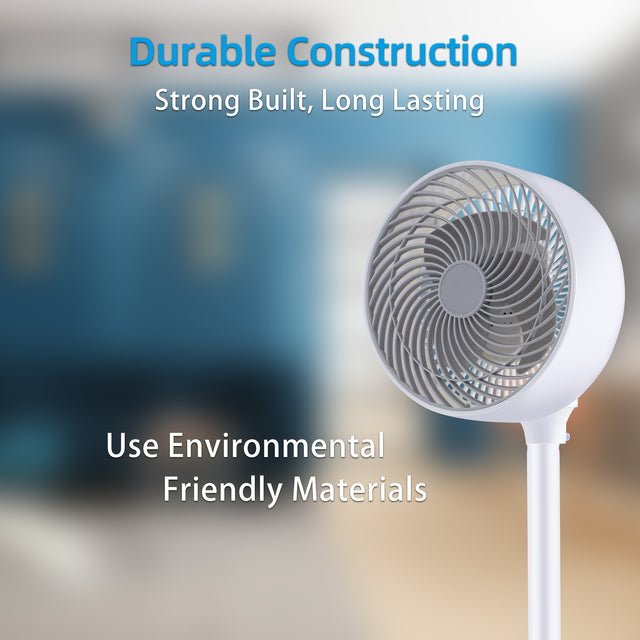 Simple Deluxe 7 inch Stand Fan, 3 Speeds & 3 Modes, 15 Hours Timer, 70° Oscillating Circulating Fan, with Remote Control, Air Circulation Fan for Room, Indoor,White