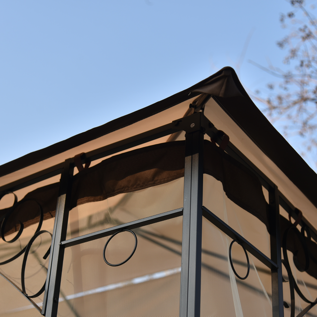 U_STYLE 13 Ft. W x 9.7 Ft. D Iron Patio Outdoor Gazebo, Double Roof Soft Canopy Garden Backyard Gazebo with Mosquito Netting Suitable for Lawn, Garden, Backyard and Deck
