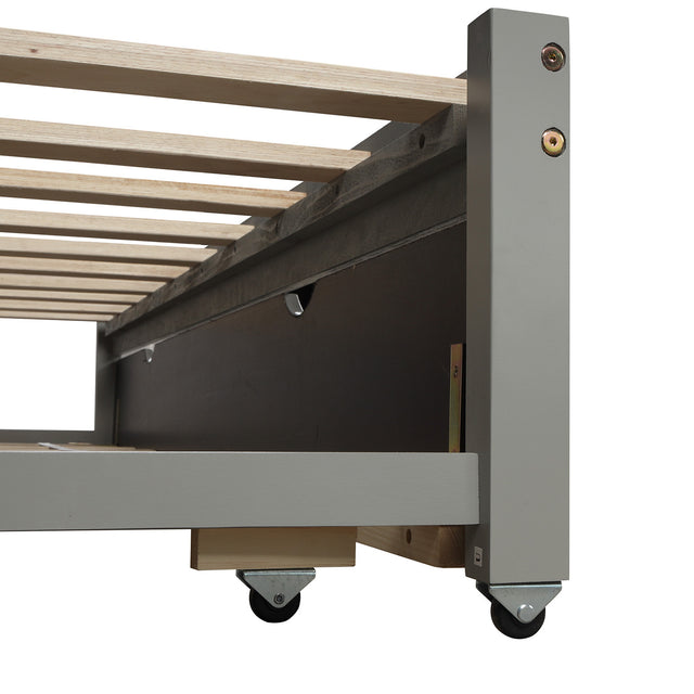Extending Daybed with Trundle, Wooden Daybed with Trundle, Gray