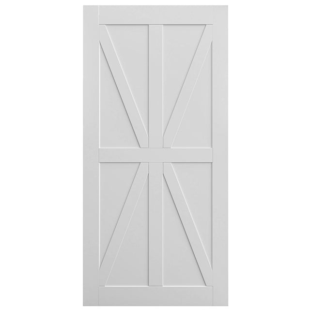 CRAZY ELF 24" x 80" Star Style Wood Primed Standard Barn Door Slab, DIY Unfinished Solid Wood Paneled Door, Interior Single Door Slab, Pre-Drilled Ready to Assemble