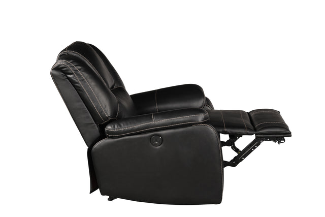 Hong Kong Power Reclining Chair made with Faux Leather in Black