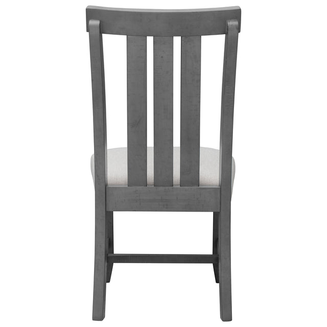 TREXM Set of 2 Fabric Upholstered Dining Chairs with Sliver Nails and Solid Wood Legs (Gray)