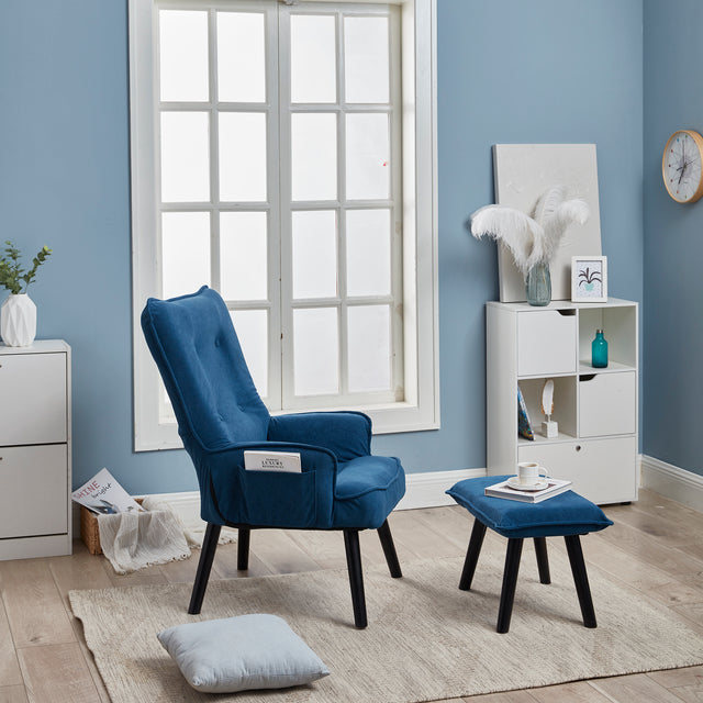 Accent chair TV Chair Living room Chair with ottoman,Modern Vanity Chair with Arms Upholstered Tall Back Desk Chair for Bedroom