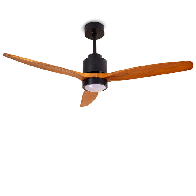 Quiet 52” Wood Ceiling Fans with Lights and Remote Moisture-proof Outdoor Ceiling Fan for Patios, 6 Speeds Ceiling Fan for Living Bedroom Kitchen, 3 Light Color, Timer Function, Reversible Motor