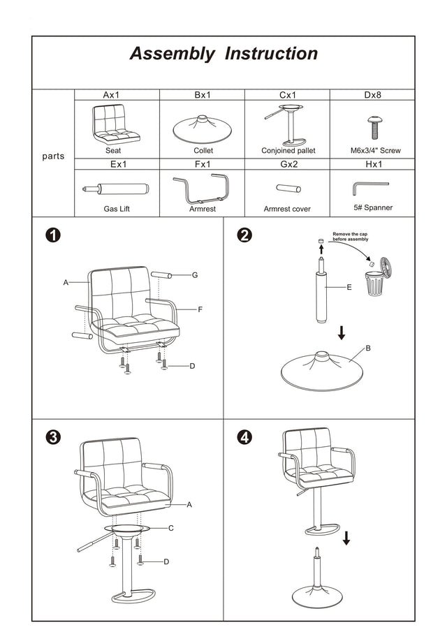 Black Faux Leather Bar Stool Counter Height Chairs Set of 2 Adjustable Height Kitchen Island Stools