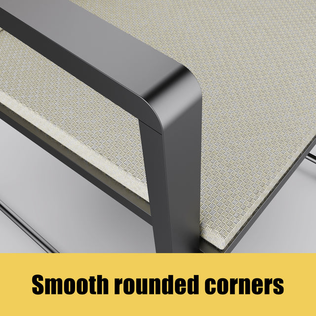 Outdoor Patio Furniture 3 pieces Set Garden Armchair Coffee Side Table,Black Frame, Modern Design