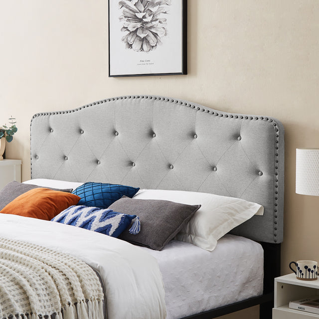 B113 KIng bed, Beautiful headboard with buttons  Strong iron frame with high temperature paint