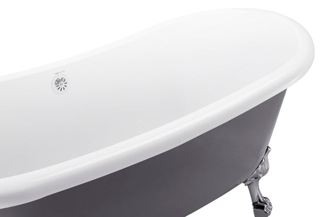 67" 100% Acrylic Freestanding Bathtub,Contemporary Soaking Tub,white inside and gray outside