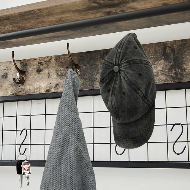 Entryway Coat Rack/ Hall Tree with Bookshelves, Multiple Hooks, and Bench Seat