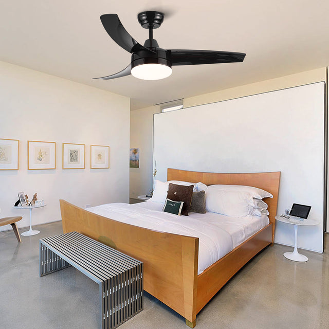 Matte Black Ceiling Fan with Integrated LED Light