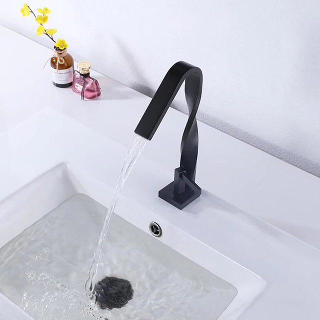 Basin Faucets Brass Faucet Single Handle Hot and Cold Mixer Water Tap,Matte Black
