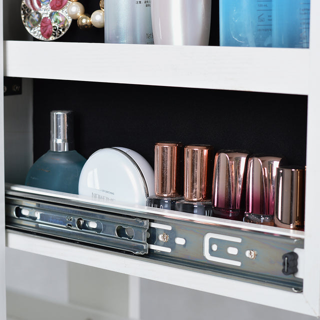 Full Mirror Fashion Movable Push-Pull Jewelry Storage Cabinet With hanger rod