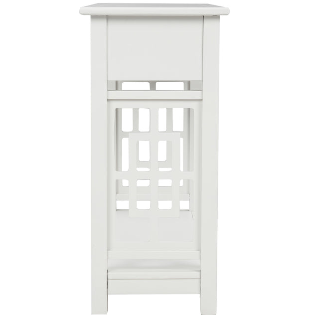 TREXM Console Table with 2 Drawers and Bottom Shelf, Entryway Accent Sofa Table (White)