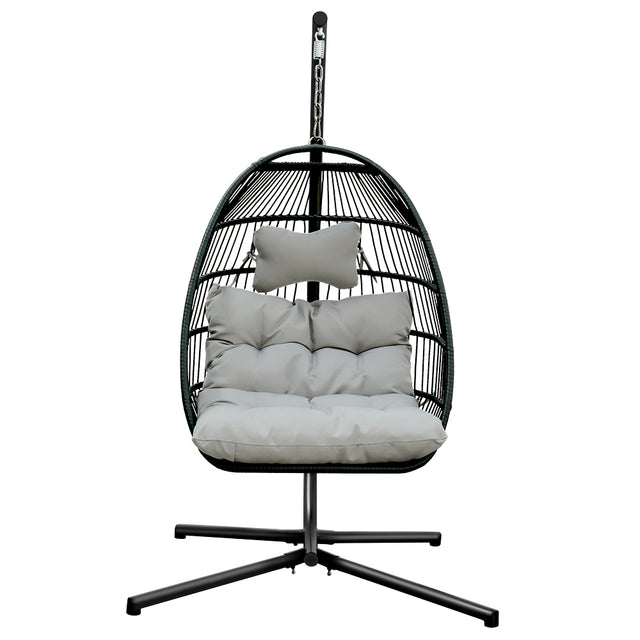 Patio Rattan Four Corners Single Hanging Egg Chair patio outdoor