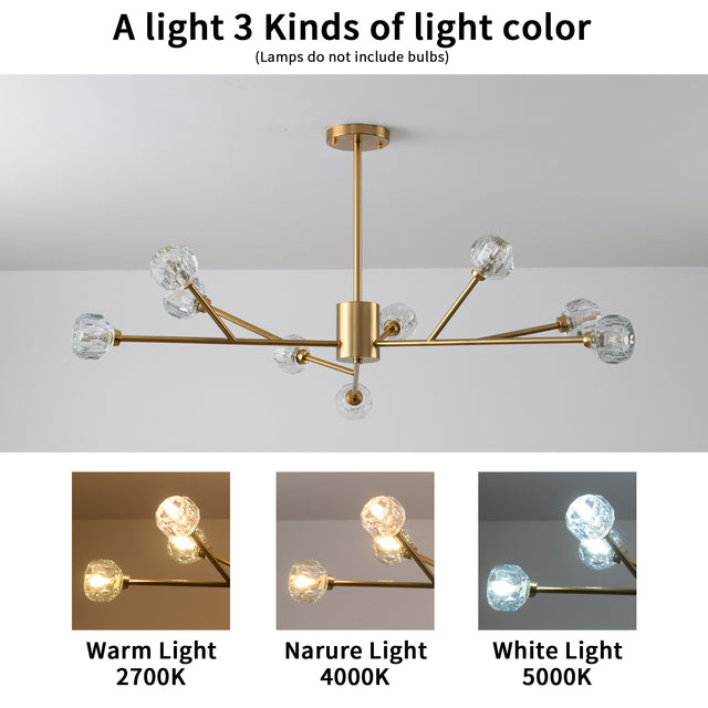 Modern American chandelier golden iron -9 bulb