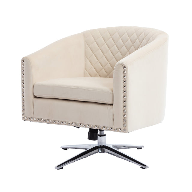 COOLMORE Swivel Barrel chair living room chair with nailheads and Metal base