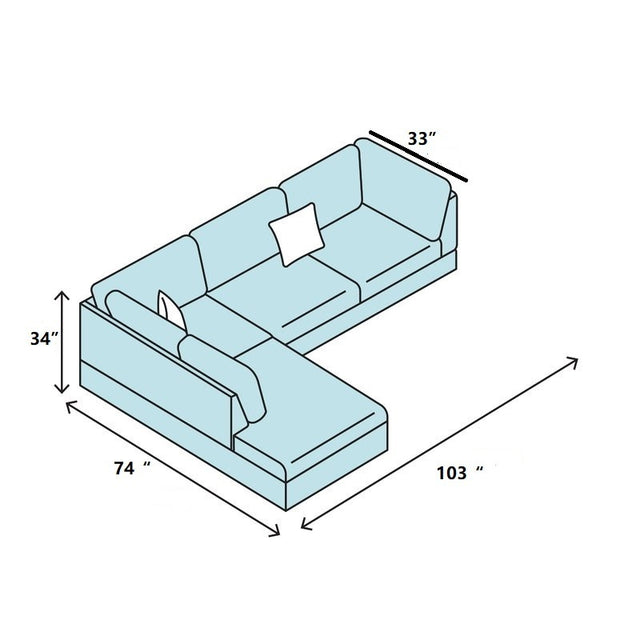 3 Piece Modular Sofa Set, (Black) Faux Leather Right Side Lounger with Free Storage Footrest