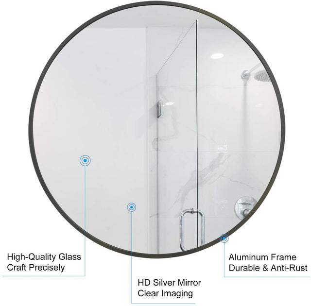 Black 32 IN Metal Round mirror