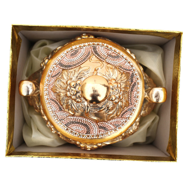 Ambrose Chrome Plated Crystal Embellished Lidded Ceramic Bowl (9 In. x 7 In. x 9.5 In.)