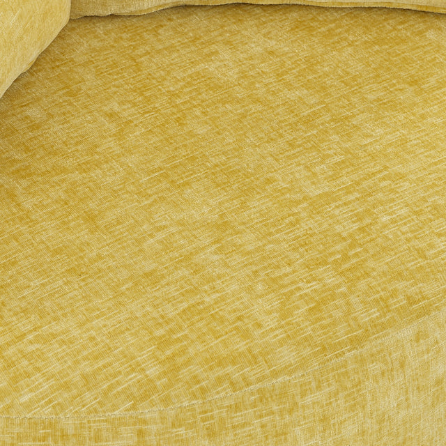 Modern Chenille Upholstered Swivel Backrest Chair for Living Room, with Movable Wheels, Including 3 Pillows, Yellow