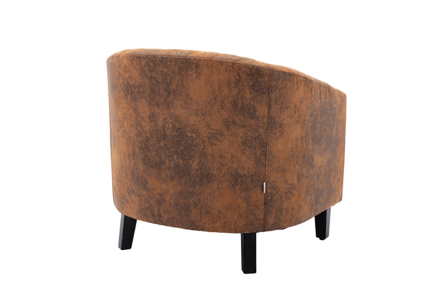 COOLMORE accent Barrel chair living room chair with nailheads and solid wood legs Light Coffee microfiber fabric