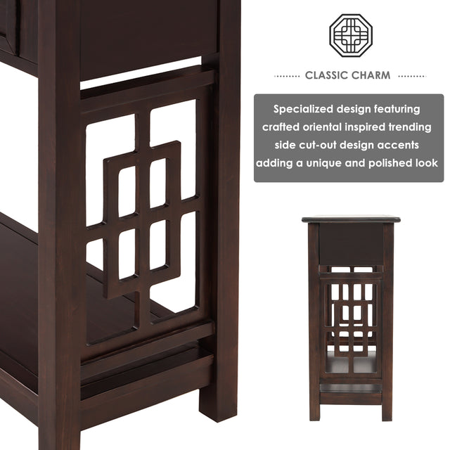 TREXM  Console Table with 2 Drawers and Bottom Shelf, Entryway Accent Sofa Table (Espresso)