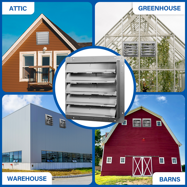 iPower 24 Inch Shutter Exhaust Fan Aluminum High Speed 1400RPM, 2750 CFM, 1-Pack, Silver