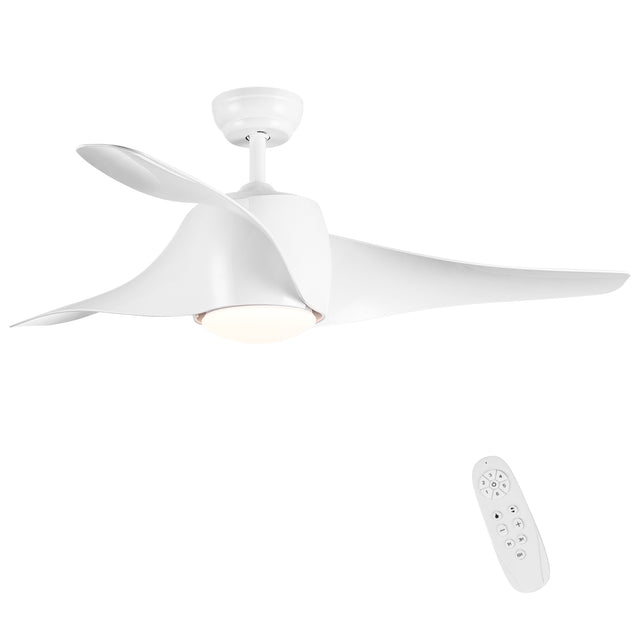 52 In Intergrated LED Ceiling Fan Lighting with White ABS Blade