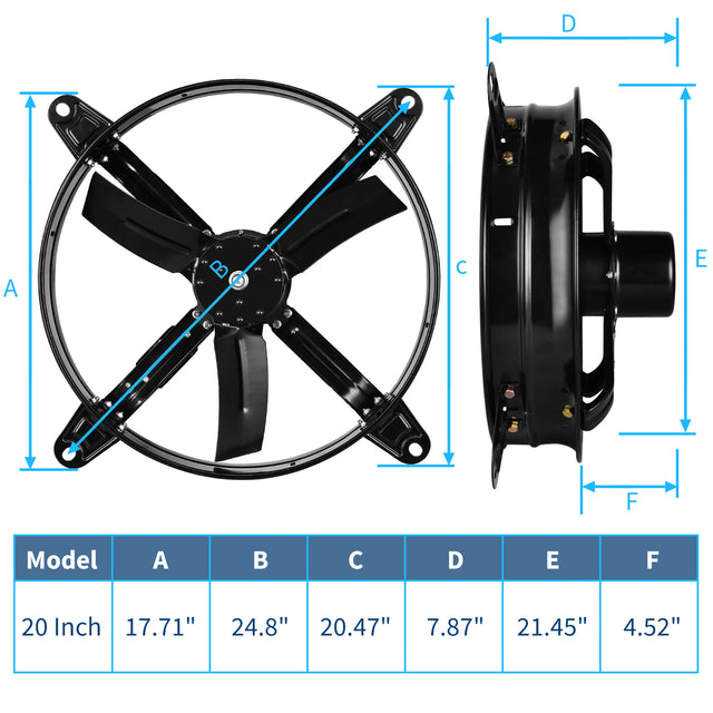 HealSmart 20 Inch Gable Mount Fan Attic Ventilator with Adjustable Temperature Thermostat, 3127 CFM, Black