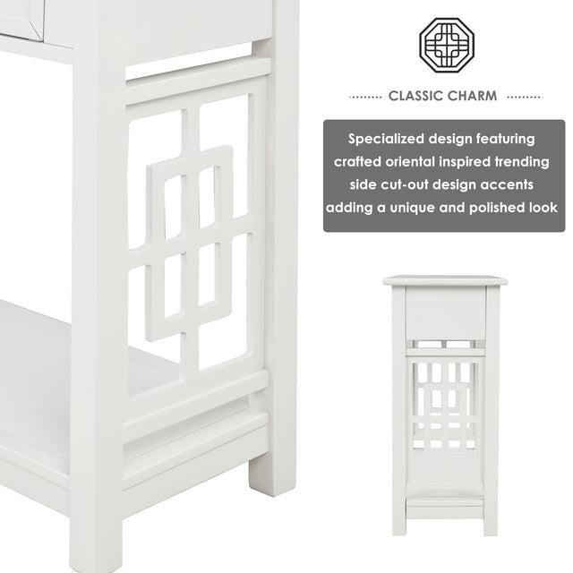 TREXM Console Table with 2 Drawers and Bottom Shelf, Entryway Accent Sofa Table (White)