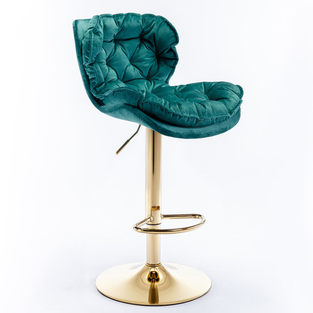 A&A Furniture,Swivel Bar Stools Set of 2, Velvet Counter Height Adjustable Barstools, Dining Bar Chairs Upholstered Modern Bar Stool for Kitchen Island, Cafe, Bar Counter, Dining Room(Green)