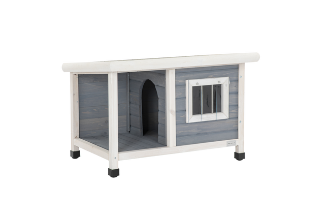 Dog House Outdoor with Balcony, Durable and Thicken Panel, Waterproof Roof, Small Dog House
