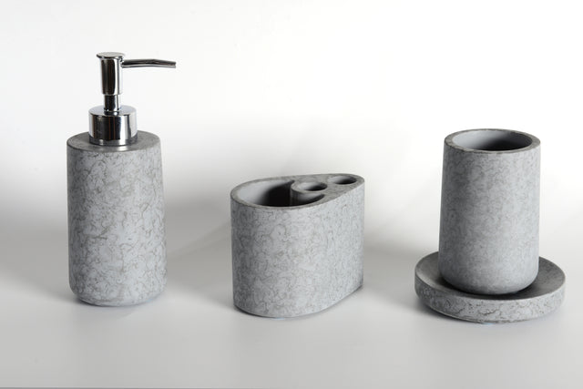 Concrete Bath Accessory Set for Vanity Countertops,Grey Stone Color/Cement Grey Color