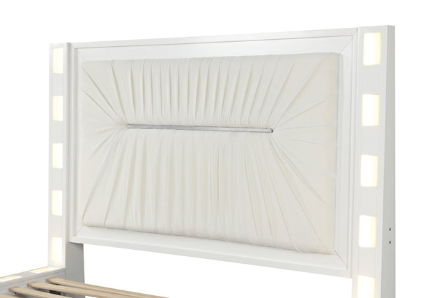 Coco King 5-N Pc Vanity LED Bedroom Set Made with Wood in Milky White