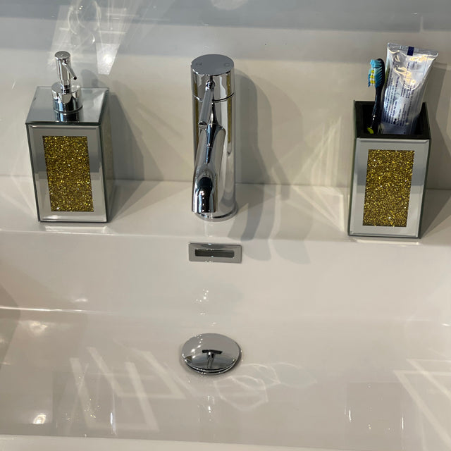 Ambrose Exquisite 2 Piece Square Soap Dispenser and Toothbrush Holder