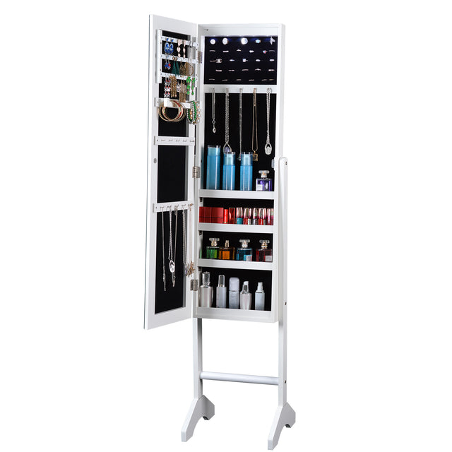 Full Mirror Fashion Simple Jewelry Storage Cabinet With Led Light Can Be Hung On The Door Or Wall