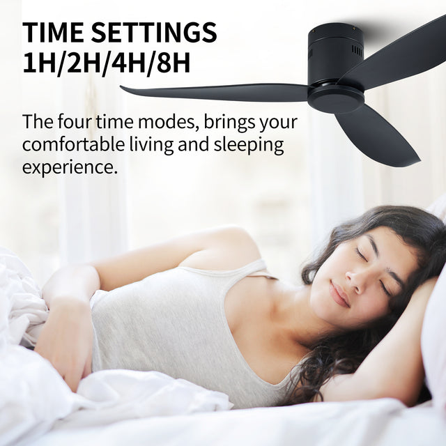 52" Low Profile Ceiling Fan No Light, Black Flush Mount Ceiling Fans without Lights (Not allowed to sell on Amazon)