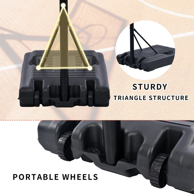 Portable Basketball Hoop & Goal, Outdoor Basketball System with 8.5-10ft Height Adjustment in 35'' Backboard for Youth