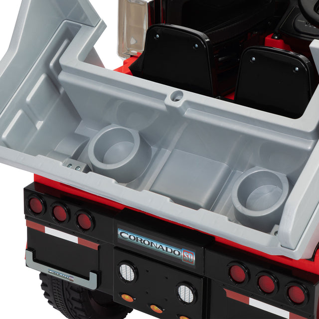 12V Kids Battery Electric Ride On Car Toy, Optimus Prime Truck with Remote Control, Transformers Die-Cast Vehicle W/ Music, Rear Loader, Red